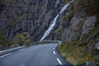 While you are driving it, the waterfall keeps you company on every other bend in the upper part.